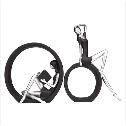 Perssia NoirMuse™ Resin Girl Sculpture — Minimalist Elegant Wall Art - PERSSIA