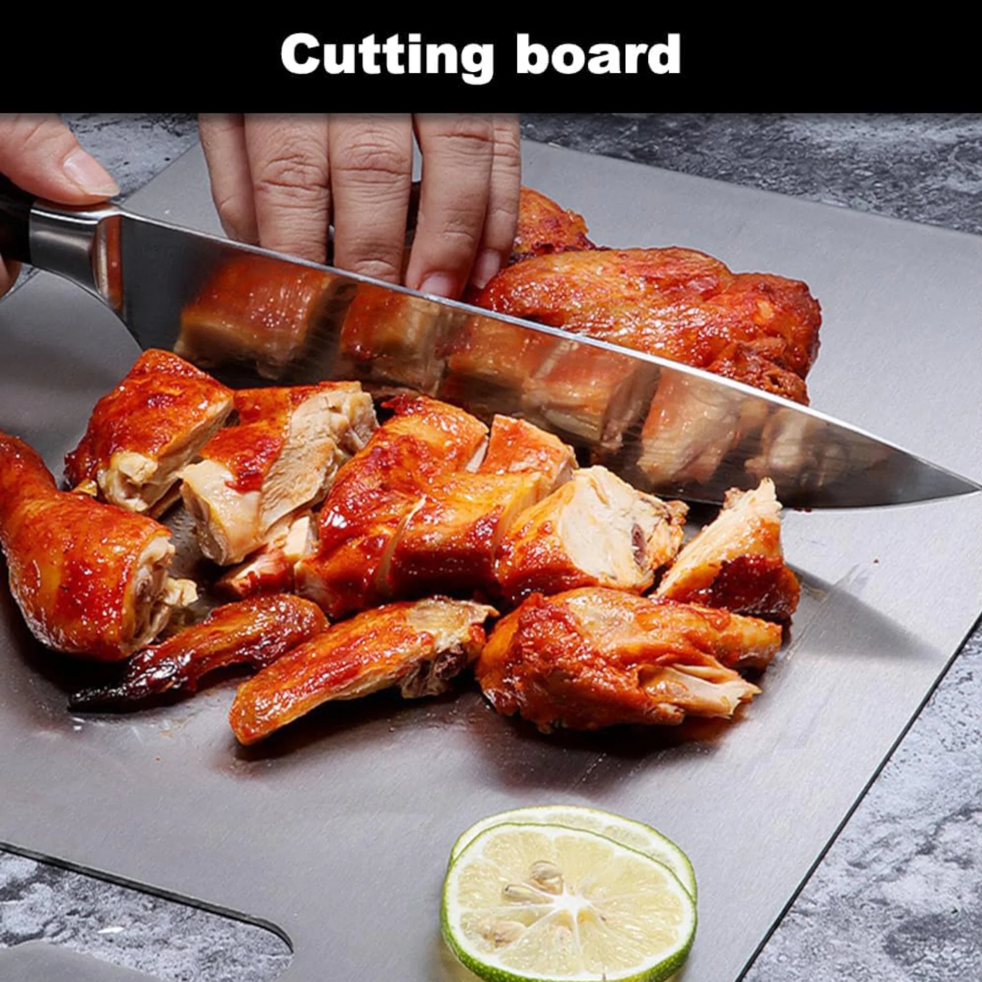 Titanium Cutting Board,Stainless Steel Cutting Boards for Kitchen,Double-Sided Food Grade Cutting Board,Cutting Meat,Cheese,Vegetable,Fruit