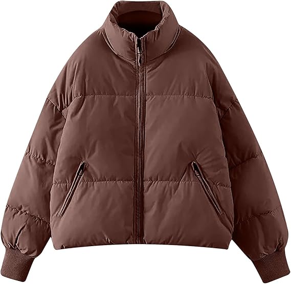 Perssia CloudCore™ Cropped Puffer Jacket UANEO Puffer Jacket Womens Oversized Cropped Puffy Quilted Winter Jackets Coat (Coffee-L) - PERSSIA