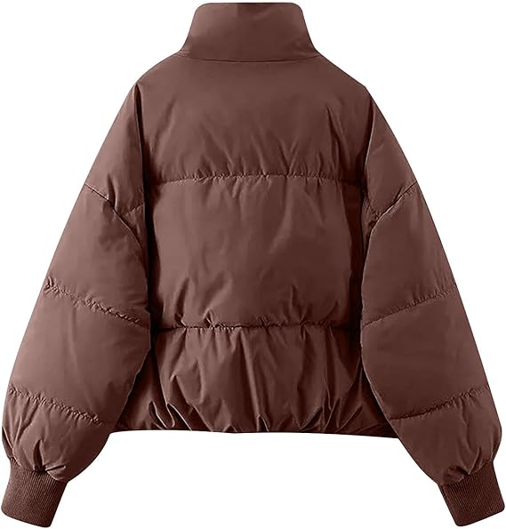 Perssia CloudCore™ Cropped Puffer Jacket UANEO Puffer Jacket Womens Oversized Cropped Puffy Quilted Winter Jackets Coat (Coffee-L) - PERSSIA