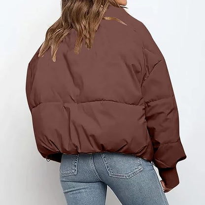 Perssia CloudCore™ Cropped Puffer Jacket UANEO Puffer Jacket Womens Oversized Cropped Puffy Quilted Winter Jackets Coat (Coffee-L) - PERSSIA
