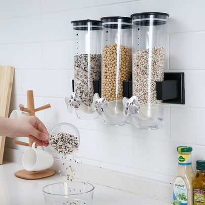 Wall-Mounted Three-Tube Cereal Dispenser and Storage Jar - PERSSIA