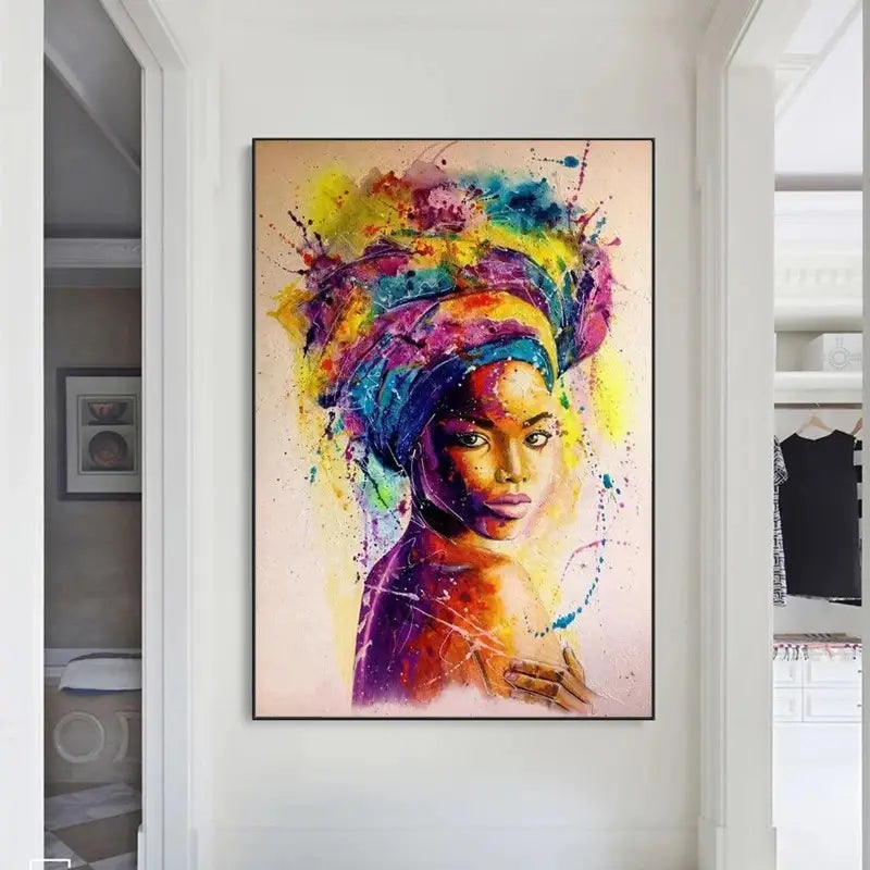 Perssia AfroGraff™ Canvas Art — African Woman Graffiti Wall Poster (15.7" × 23.6") - PERSSIA