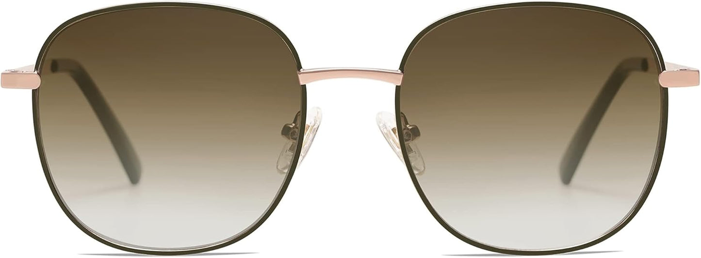 Classic Trendy Square Sunglasses for Women Men Cute Big Frame Gold Shades SJ1137