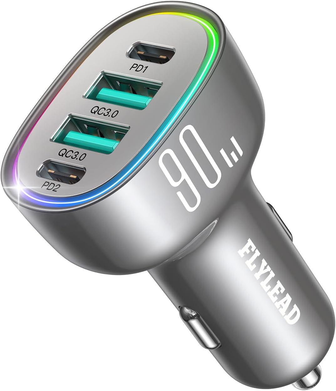 Car Charger USB C 90W 4-Port Car Phone Charger Compatible with Iphone 16/15/14/13/12 Pro Max plus [A Must for Family Travel] Super Fast Charging Cigarette Lighter Adapter Port