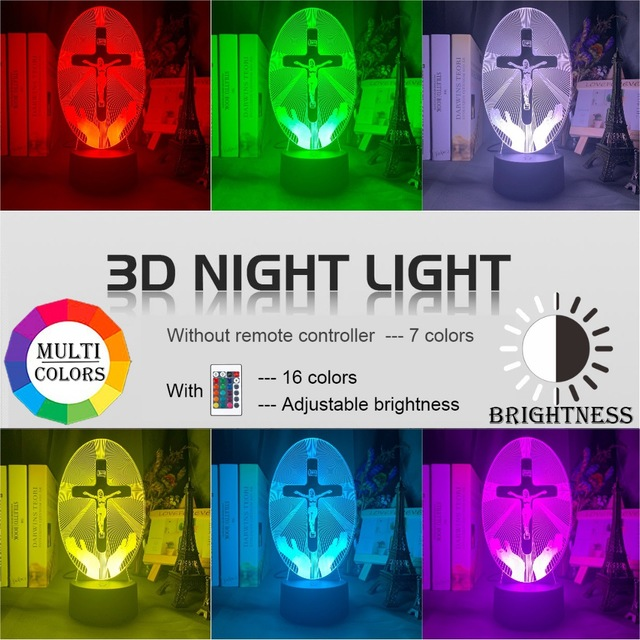 3D Acrylic Christian Cross Night Light - USB Powered - PERSSIA