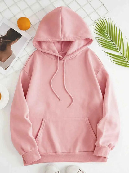 Drawstring Dropped Shoulder Hoodie-Tre(INT8D)