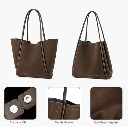 Perssia BostanTerra™ — Vegan Leather Work Tote (Coffee Brown | Large Capacity | Travel‑Ready)