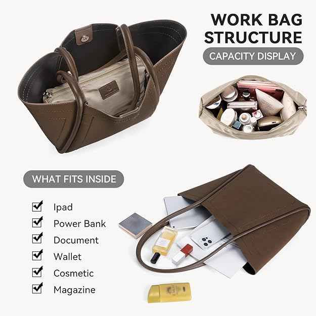 Perssia BostanTerra™ — Vegan Leather Work Tote (Coffee Brown | Large Capacity | Travel‑Ready)