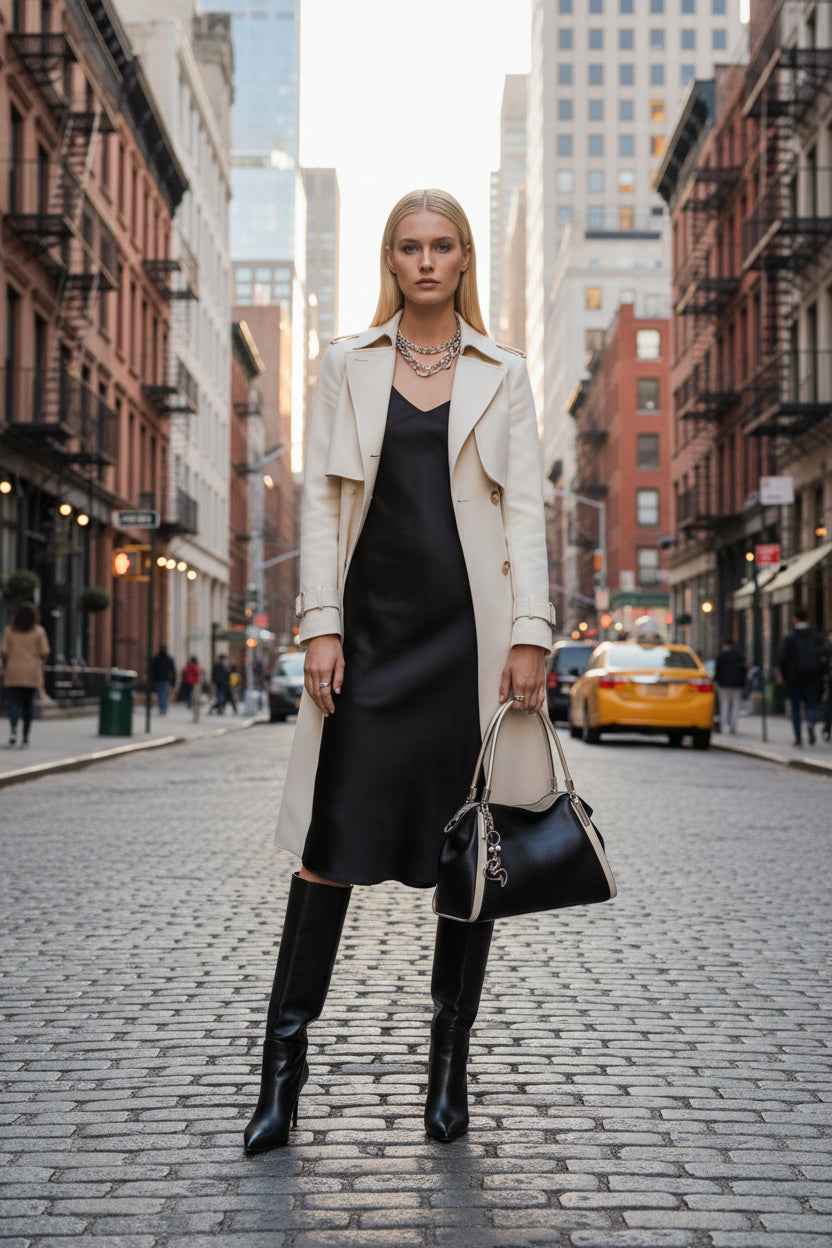 Perssia FoxLover EleganceSatchel™ — Premium Cowhide Leather Top‑Handle Bag