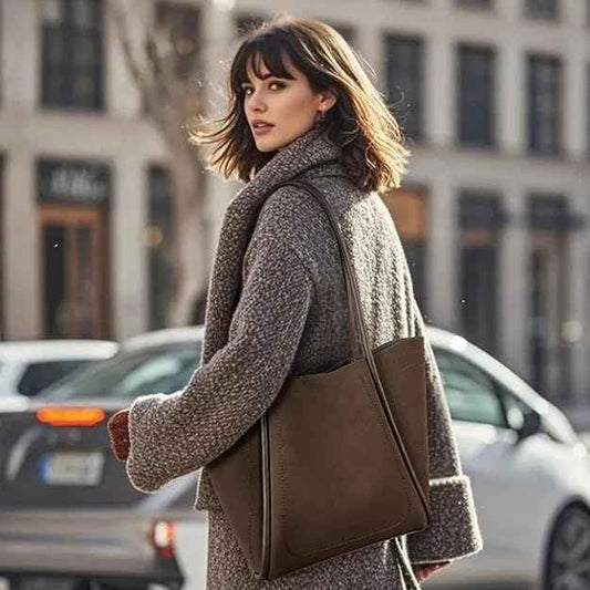 Perssia BostanTerra™ — Vegan Leather Work Tote (Coffee Brown | Large Capacity | Travel‑Ready)