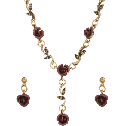 Perssia Timeless Rose™ Jewelry Set — Vintage 3‑Piece Necklace, Bracelet & Earrings - PERSSIA