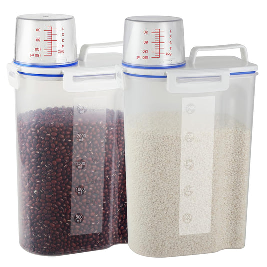 Perssia FreshLock™ Rice Storage 2 sets 5.5 LB Rice Storage Bin Cereal Containers Dispenser - PERSSIA