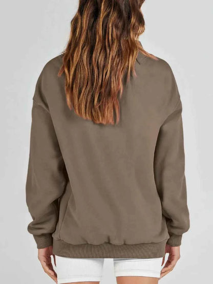 Mock Neck Drop Shoulder Long Sleeve Sweatshirt-Tre(INT8D)