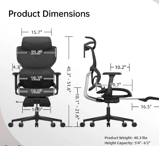 Perssia ErgoLounge™ Office Chair with Footrest - PERSSIA