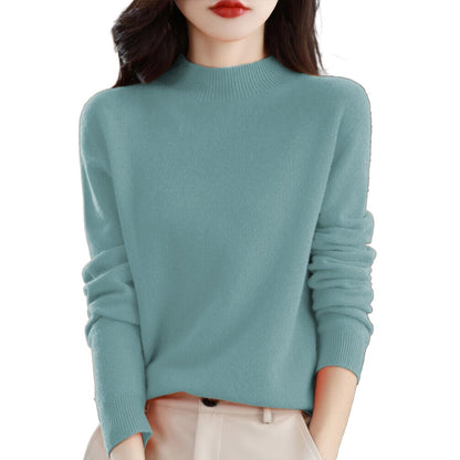 Womens Fall Sweater Long Sleeve Merino Wool Seamless Cashmere Sweater Mock Neck Trendy Jumper Knitted Pullover Tops Clearance-US