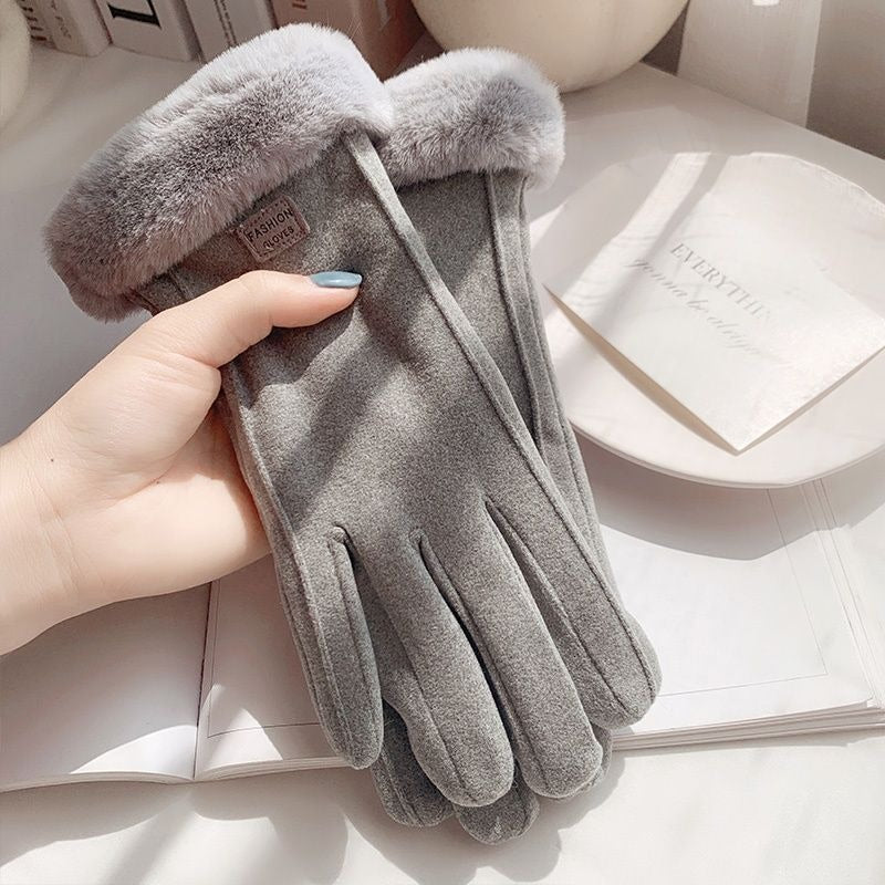 Women's Fuzzy Winter Gloves with Letter Patches - PERSSIA