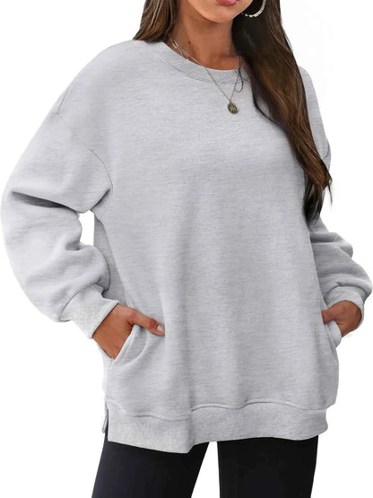 Oversized Long Sleeve Crewneck Sweatshirt-Tre(INT8D)