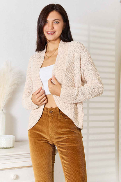 Double Take Open Front Long Sleeve Cardigan-TreUS2D
