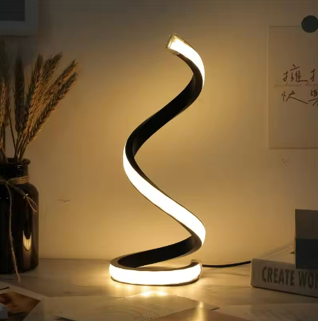 Perssia LumaSpiral LED Table Lamp — Modern Curved Ambient Light