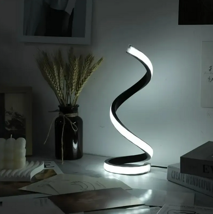 Perssia LumaSpiral LED Table Lamp — Modern Curved Ambient Light