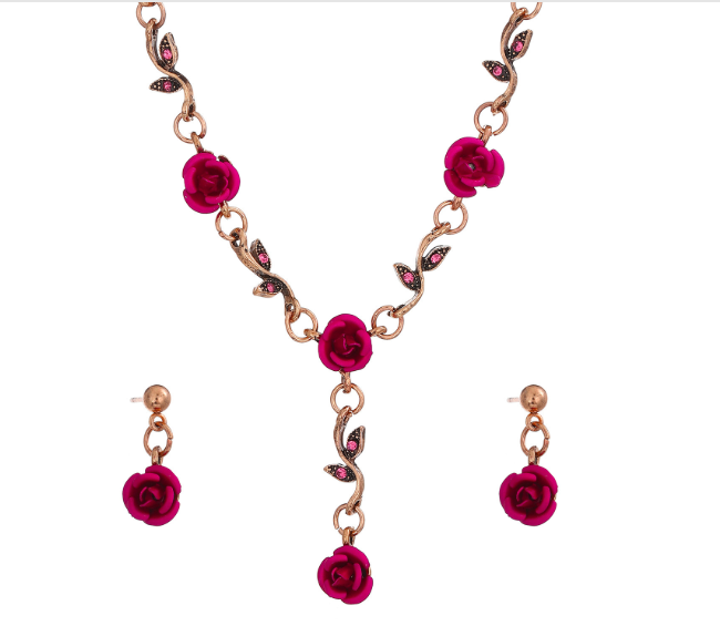 Perssia Timeless Rose™ Jewelry Set — Vintage 3‑Piece Necklace, Bracelet & Earrings - PERSSIA