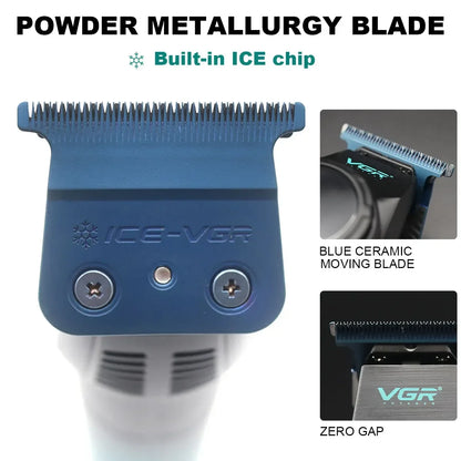V-946 Professional Ice Tech Hair Trimmer DLC Blade 0 Gap 8000RPM Brushless Blue Ceramic for Men Beard Trimming Grooming