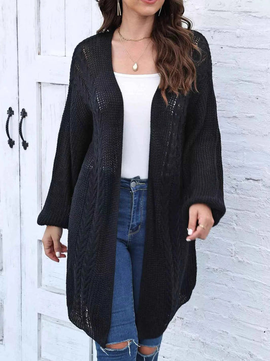 Open Front Long Sleeve Cardigan - TreUS