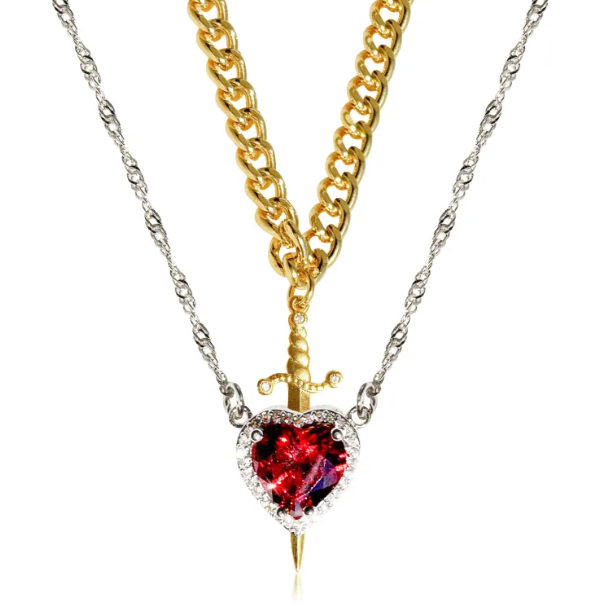 Perssia BloodBond™ Gothic Heart & Dagger Couple Necklace - PERSSIA