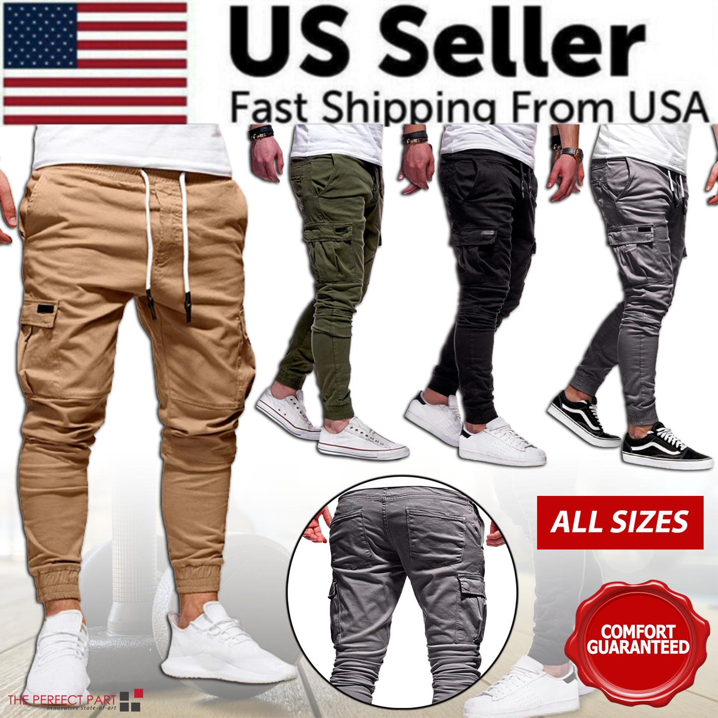 Men's Casual Joggers Pants Sweatpants Cargo Combat Loose Sport Workout Trousers-US