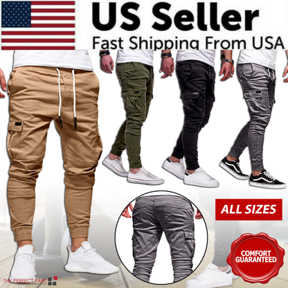 Men's Casual Joggers Pants Sweatpants Cargo Combat Loose Sport Workout Trousers-US