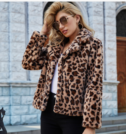 WildLuxe™ Leopard Fur Coat Wool Coat - PERSSIA
