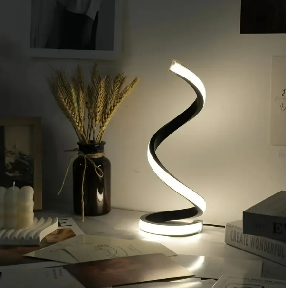 Perssia LumaSpiral LED Table Lamp — Modern Curved Ambient Light