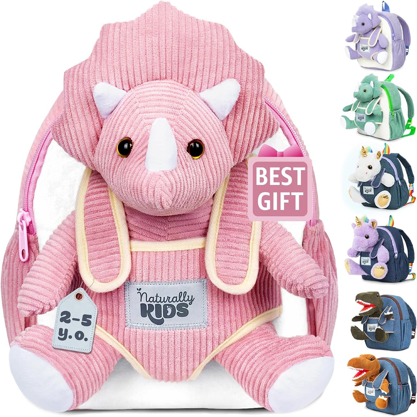 Green Triceratops Plush Stuffed Animal, Dinosaur Gifts for Kids 3-5, Dinosaur Backpack, Toddler Backpack for Boys, Girl