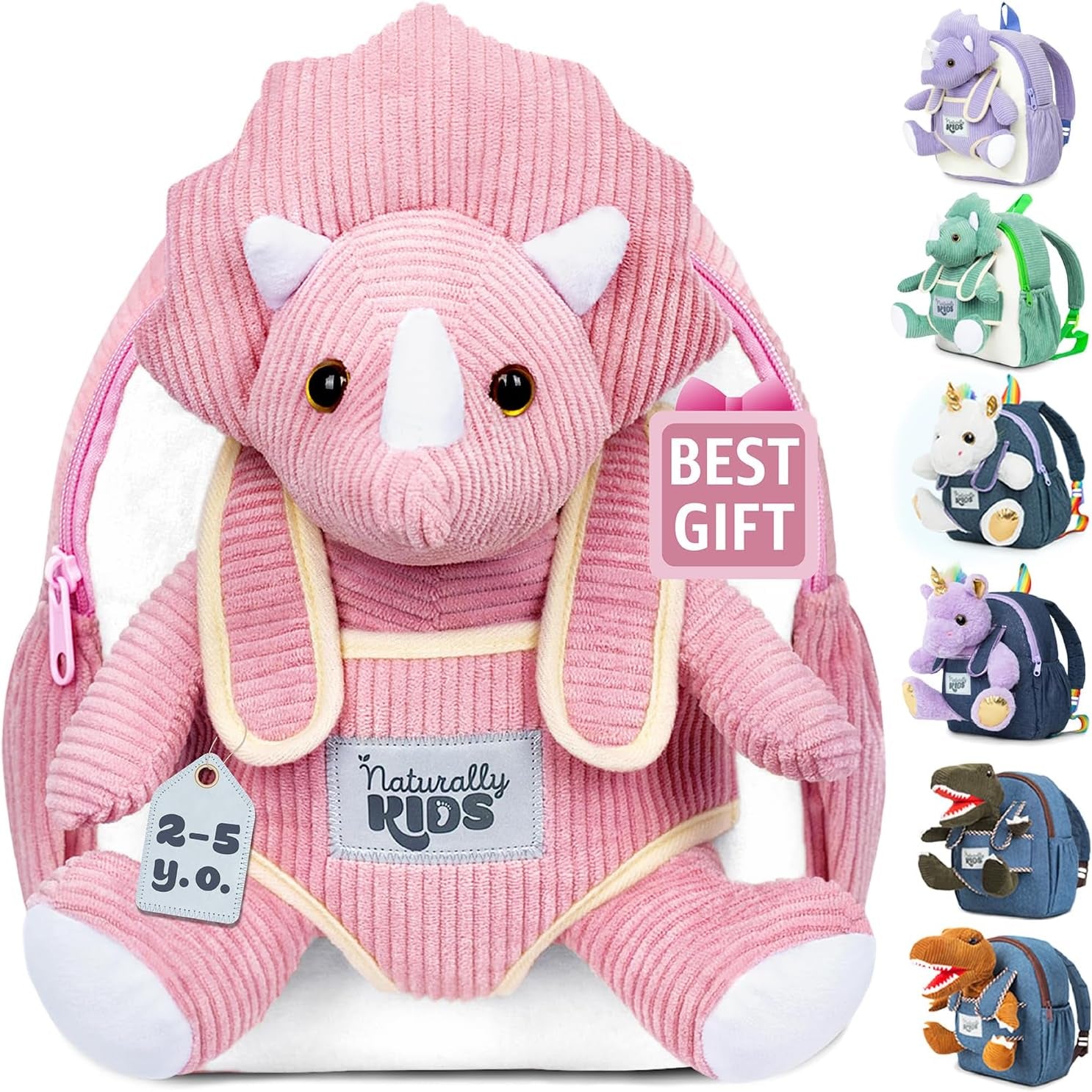 Green Triceratops Plush Stuffed Animal, Dinosaur Gifts for Kids 3-5, Dinosaur Backpack, Toddler Backpack for Boys, Girl