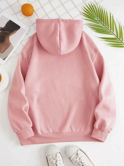 Drawstring Dropped Shoulder Hoodie-Tre(INT8D)