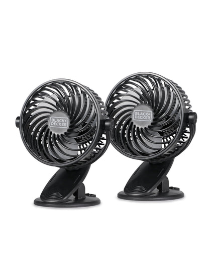 Perssia BLACK DECKER 4" Convertible Cooling Fan Clip Fan and Standing Fan for Home or Office Portable Fan for Tabletop with 3 Speed Settings and Adjustable Tilt Angle Desk Fan 2-Pack Black - PERSSIA