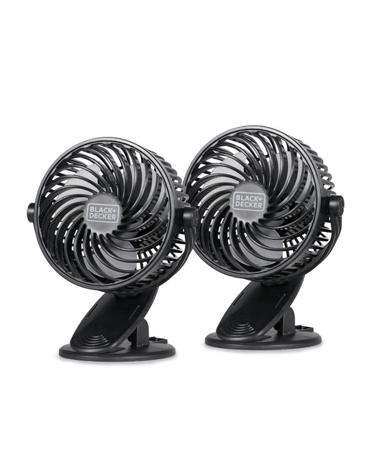 Perssia BLACK DECKER 4" Convertible Cooling Fan Clip Fan and Standing Fan for Home or Office Portable Fan for Tabletop with 3 Speed Settings and Adjustable Tilt Angle Desk Fan 2-Pack Black - PERSSIA