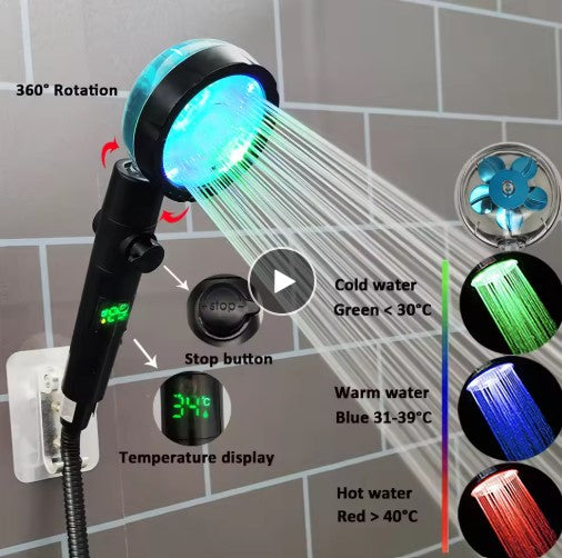 Perssia GlowSpa™ LED Light‑Emitting Handheld Shower Head - PERSSIA