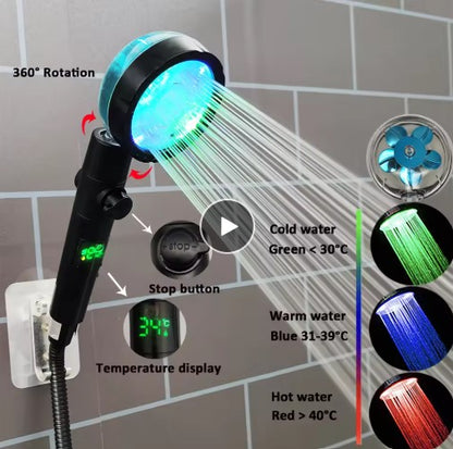 Perssia GlowSpa™ LED Light‑Emitting Handheld Shower Head - PERSSIA