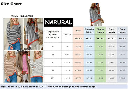 ATHMILE Striped Color Block Knit Sweater – Pink, Crew Neck, Long Sleeve, XL -US2D