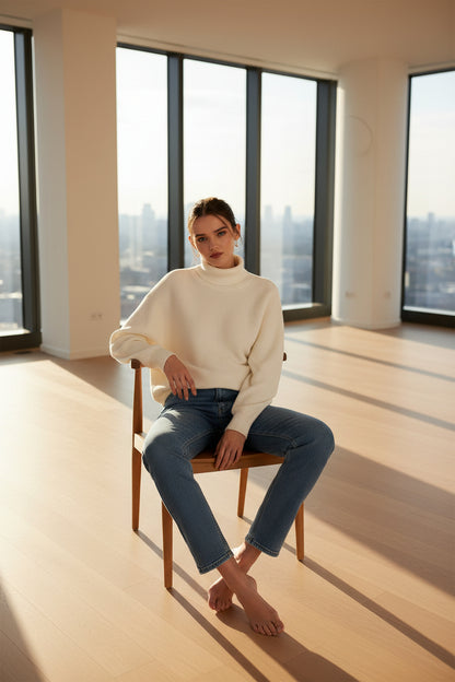 CIDER Cozy Knit Turtleneck Sweater – Ivory XS-US2D