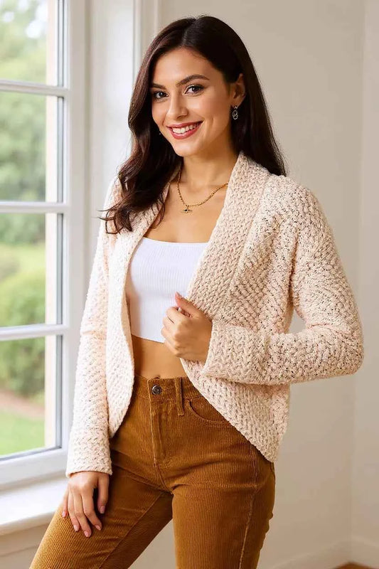 Double Take Open Front Long Sleeve Cardigan-TreUS2D