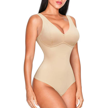 “LUMISNATCH™ LACE SCULPT BODYSUIT” MERYOSZ Shapewear Bodysuit Tummy Control Body Shaper for Women V Neck Bodysuits Thong Lace Camisoles Jumpsuit Tops (Beige X-Large)
