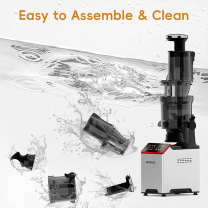 JuiceFlow 150W Slow Masticating Juicer — WHALL Stainless • Touchscreen • 2‑Speed Cold Press