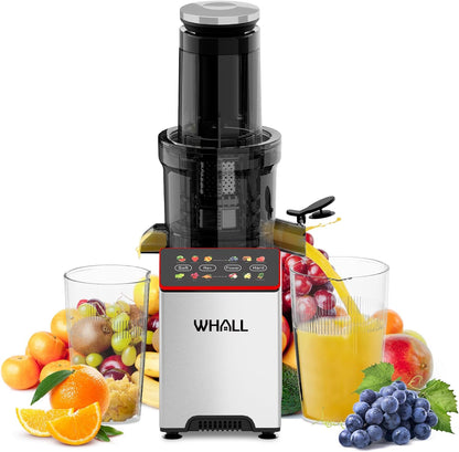 JuiceFlow 150W Slow Masticating Juicer — WHALL Stainless • Touchscreen • 2‑Speed Cold Press