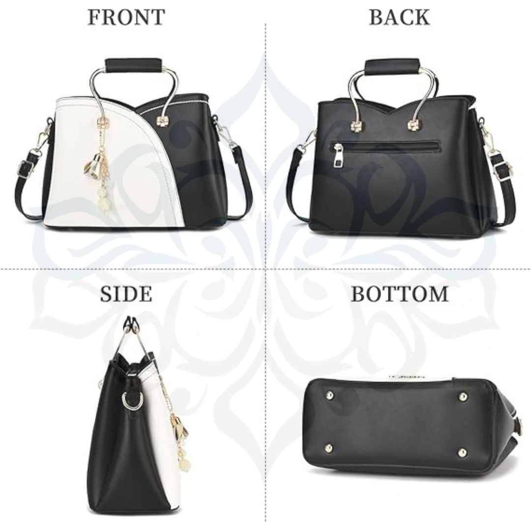 Perssia ColorLuxe™ Satchel — Chic Vegan Leather Colorblock Handbag + Matching Wallet