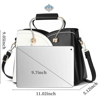 Perssia ColorLuxe™ Satchel — Chic Vegan Leather Colorblock Handbag + Matching Wallet