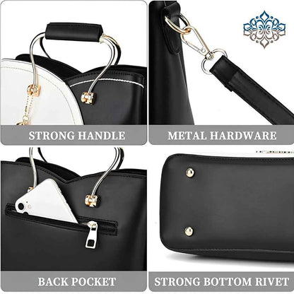 Perssia ColorLuxe™ Satchel — Chic Vegan Leather Colorblock Handbag + Matching Wallet