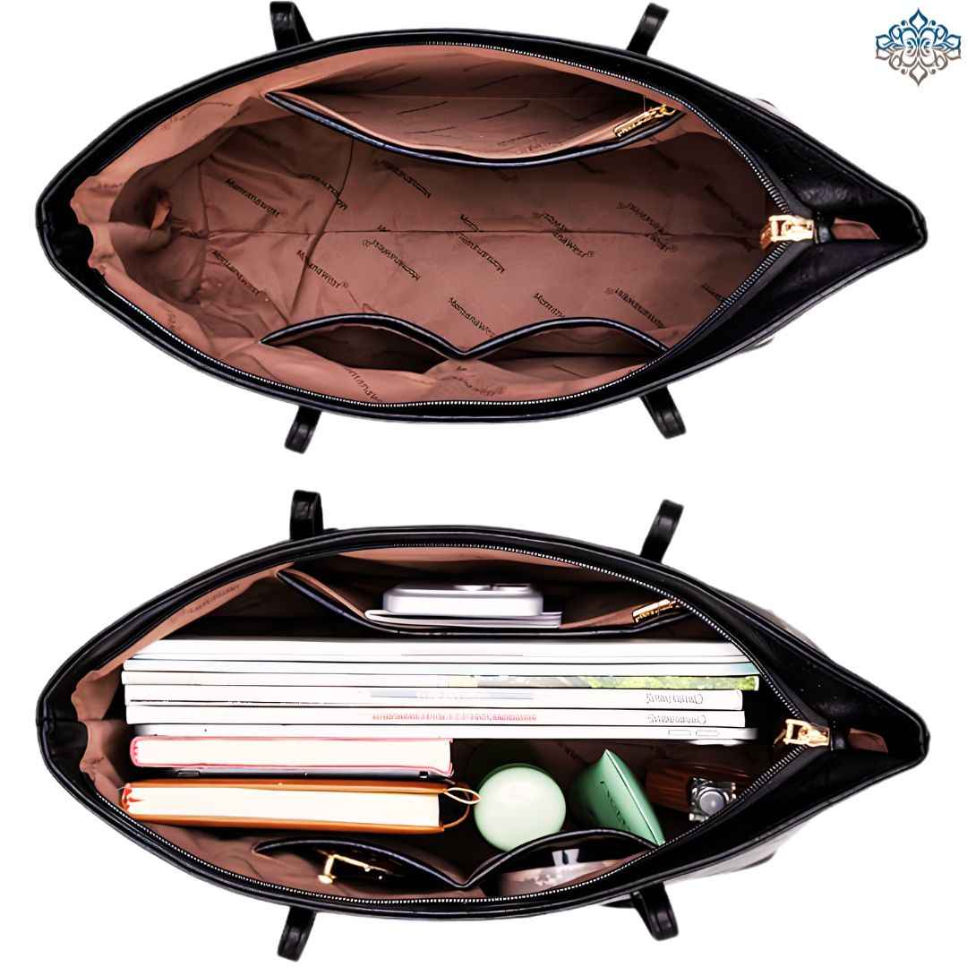 Perssia Cowhide Top‑Handle Bag — Structured • Textured • Quiet Luxury